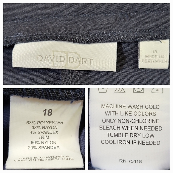 DAVID DART Slimming Solution Straight Leg Slacks in Navy Blue - Size 18 - Picture 4 of 6